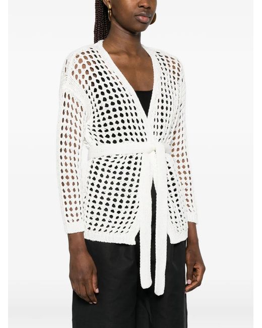Max Mara White Mxpgelo Openwork Cardigan