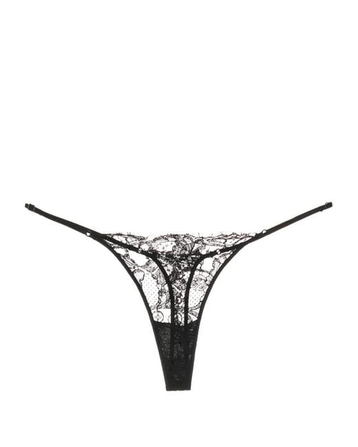Kiki de Montparnasse Natural Sheer Lace-Detail Cotton Thong