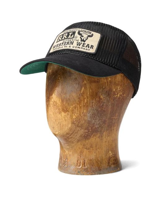RRL Black Logo-Patch Mesh Cap for men