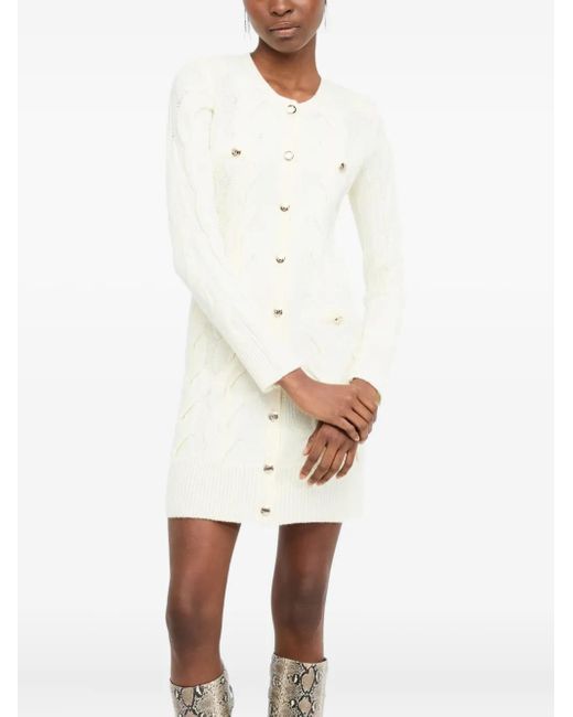 Liu Jo White Cable-Knit Buttoned Dress