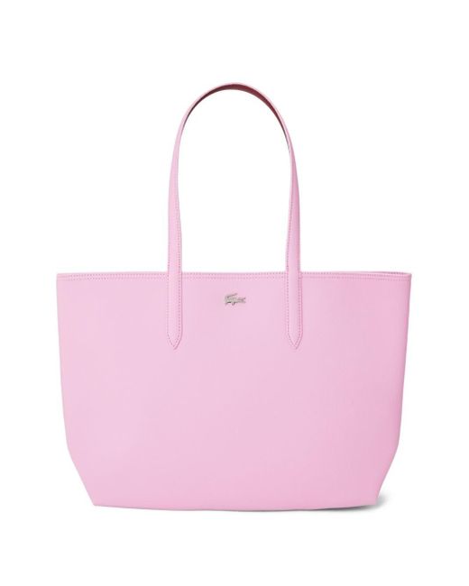 Bolso shopper con placa del logo Lacoste de color Pink