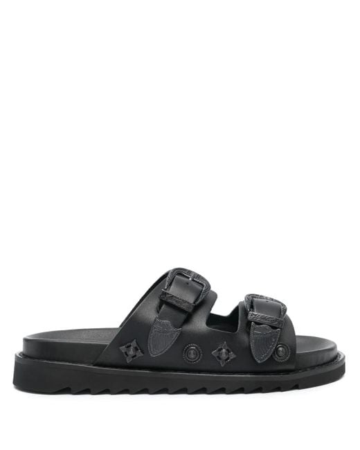 Toga Black Stud-Embellished Leather Slides