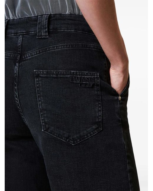 Twinset Blue Pressed-Crease Wide-Leg Jeans