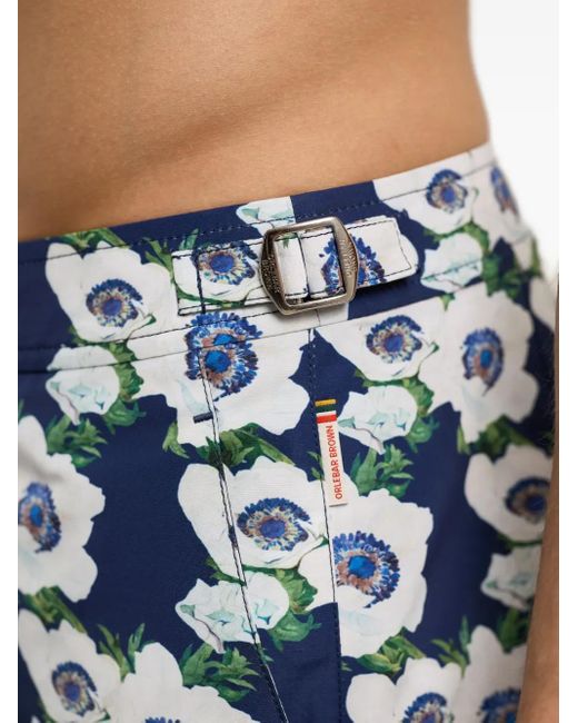 Orlebar Brown Blue Bulldog Floral-Print Swim Shorts for men