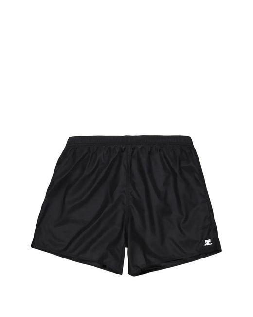 Courreges Black Ac Logo-Patch Swim Shorts for men