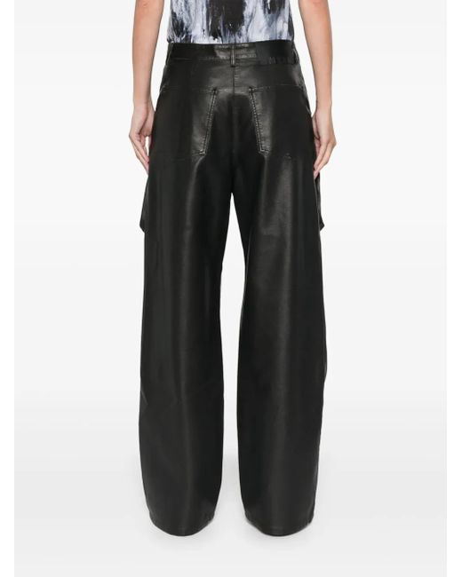 MSGM Gray Faux-Leather Cargo Pants