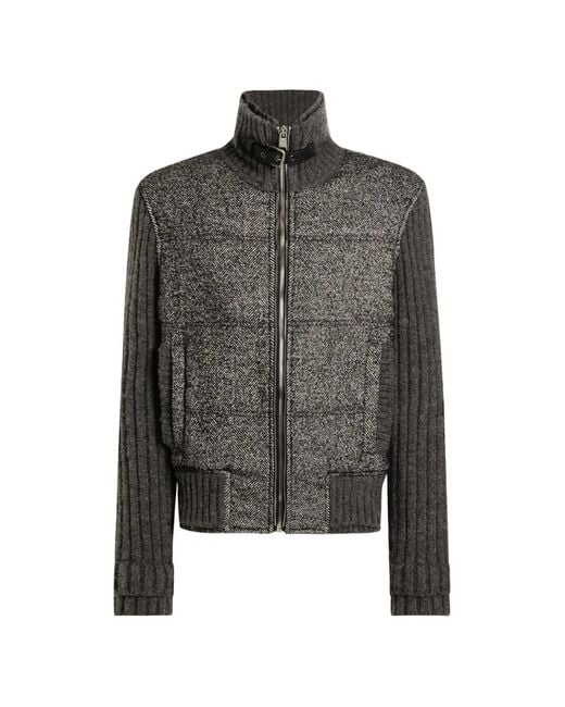 Dolce & Gabbana Black Knitted Houndstooth Jacket for men