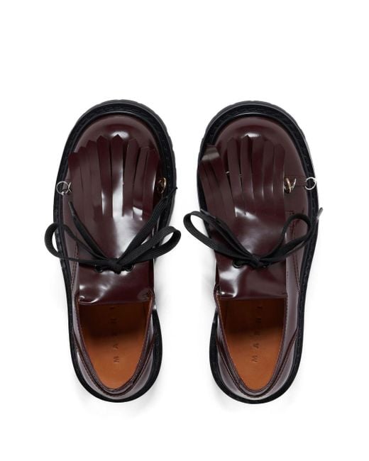 Marni Brown Tassel-detail Leather Lace-up Shoes