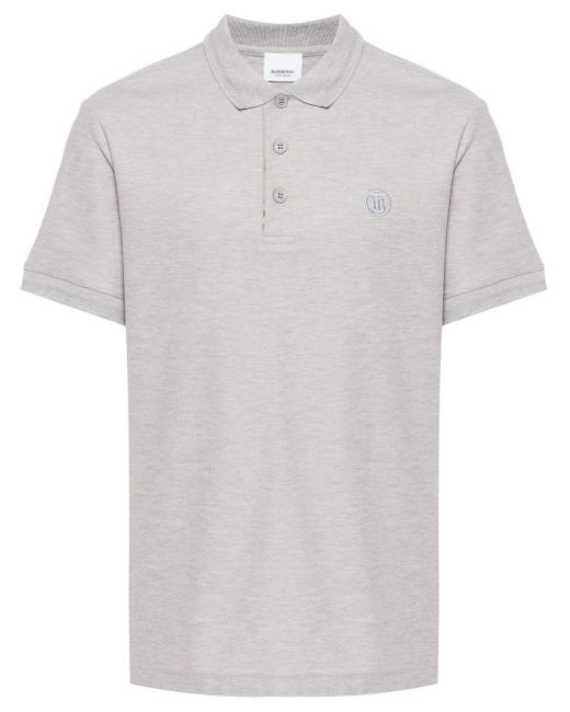 Burberry White Logo-embroidered Cotton Polo Shirt for men
