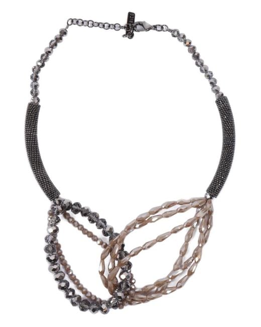 Peserico Metallic Crystal-Beaded Two-Tone Necklace