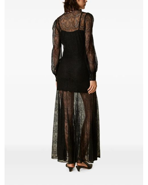 Twinset Black Valenciennes Lace Long Dress