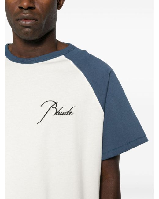 Camiseta con logo bordado Rhude de hombre de color Blue