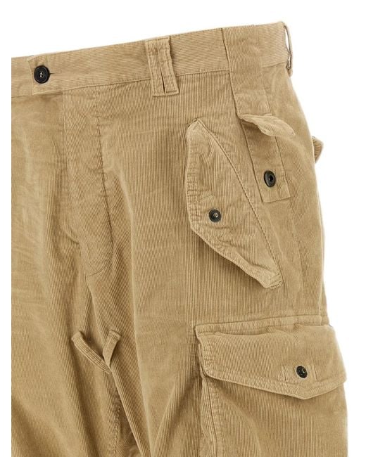 DSquared² Natural Multipocket Corduroy Cargo Pants for men