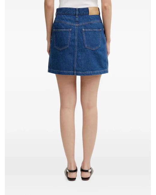 Maison Kitsuné Blue Logo-Patch Mini Skirt