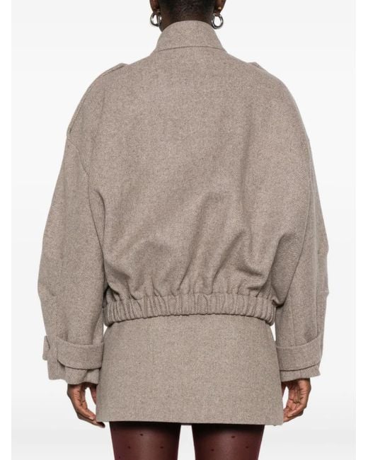 Maje Natural Button-Detailed Bomber Jacket