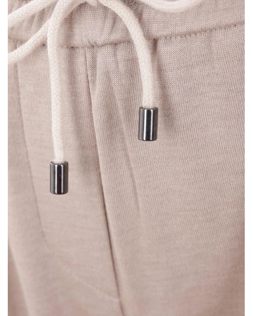 Brunello Cucinelli Natural Monili-Embellished Drawstring Sweatpants