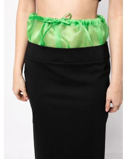 A.W.A.K.E. MODE Black Two-Tone Drawstring Midi Skirt