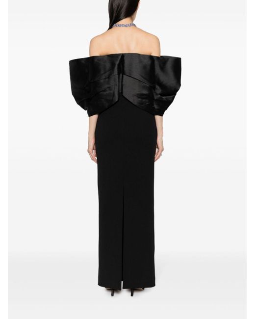 Solace London Black Filippa Off-Shoulder Gown