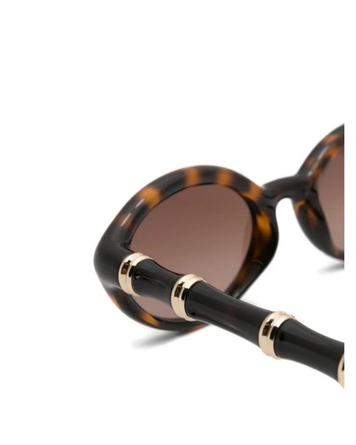 Gucci Brown Bamboo-Effect Oval-Frame Sunglasses