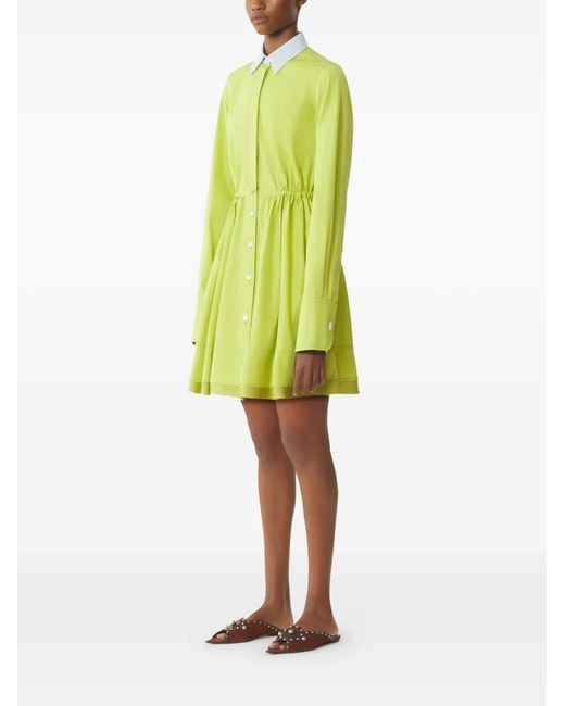Lanvin Yellow Collared Buttoned Mini Dress