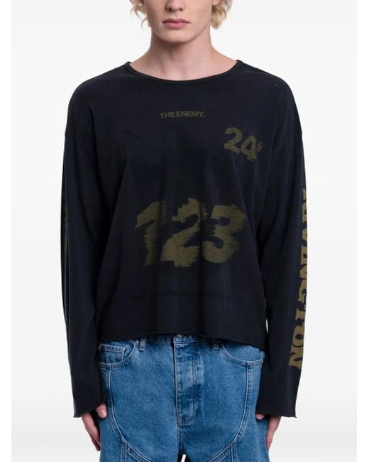 メンズ RRR123 Inri Enemy Ls Vintage Tシャツ Blue