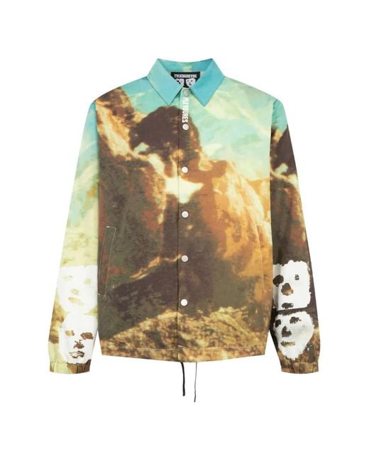Pleasures Brown Remain Graphic-Print Jacket for men