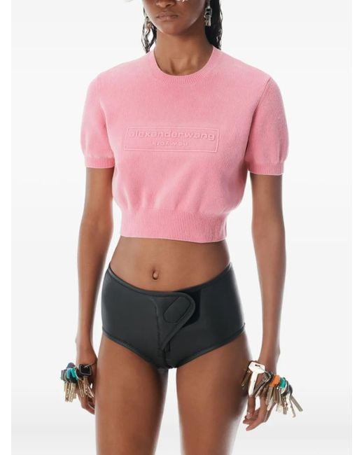 Top con logo en relieve Alexander Wang de color Pink