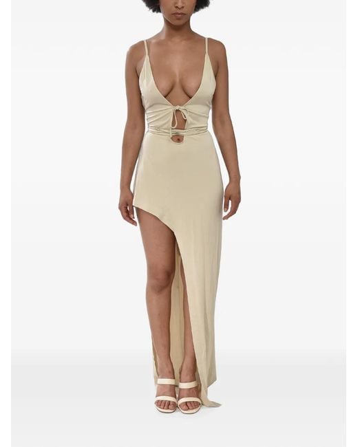 Off-White c/o Virgil Abloh Natural Lace-Up Asymmetric Dress