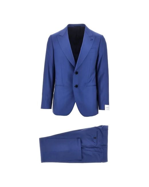 Caruso Blue Single-Breasted Two-Piece Suit for men