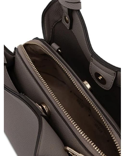 Guess Gray Meridian Logo-Plaque Tote Bag