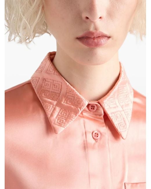 Prada エンブロイダリーカラー シャツ Pink