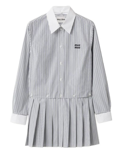 Chemisier Corto A Righe di Miu Miu in Gray