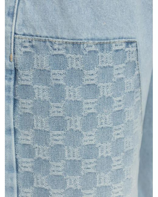 M I S B H V Blue Monogram-Pattern Jeans