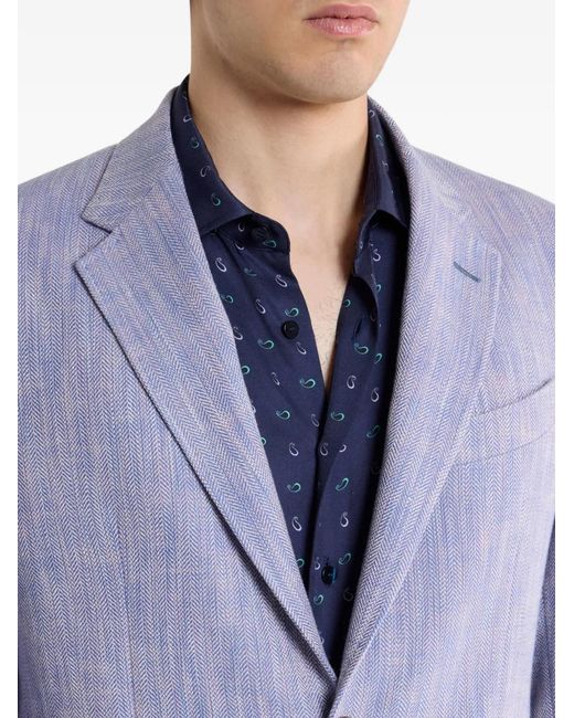 Etro Purple Single-Breasted Blazer for men