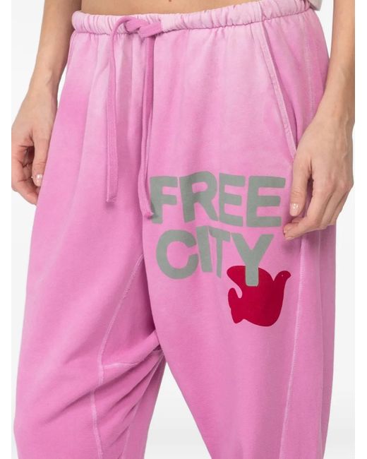 Freecity Pink Sunfades Drawstring Logo-Print Track Pants