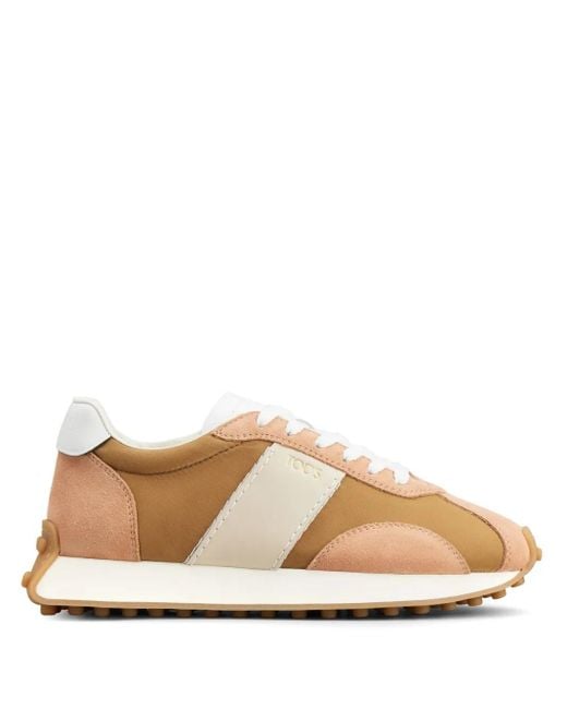 Tod's Natural Suede-Trimmed Sneakers