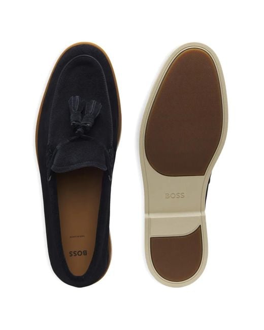 Boss Blue Suede Loafers for men