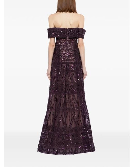 Saiid Kobeisy Purple Beaded Tulle Dress