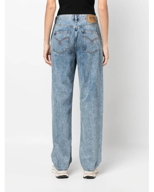 Moschino Blue Washed Straight-Leg Jeans