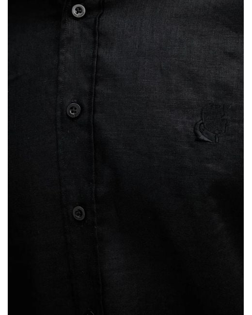 Karl Lagerfeld Black Logo-Embroidered Button-Down Shirt for men