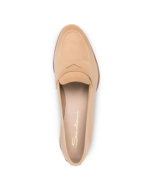 Santoni Natural Mocassins En Cuir À Entaille Penny