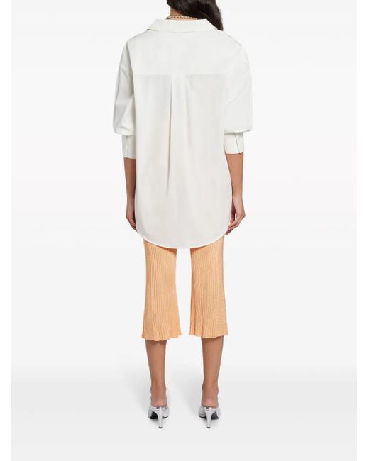 Jil Sander Natural Ribbed-Panel Cropped Trousers