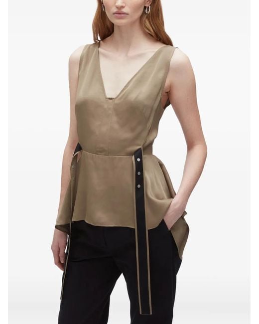 3.1 Phillip Lim Brown V-Neck Peplum Top