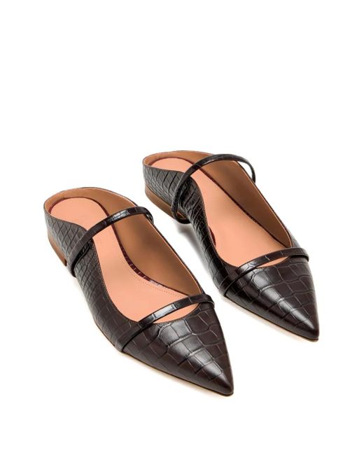 Malone Souliers Brown Maureen Crocodile-Effect Mules