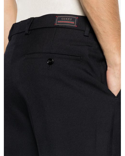Gucci Black Mid-Rise Tailored Twill Trousers for men