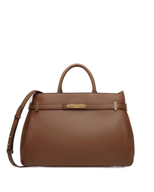 Bally Brown Carriage Lock Leather Tote Bag