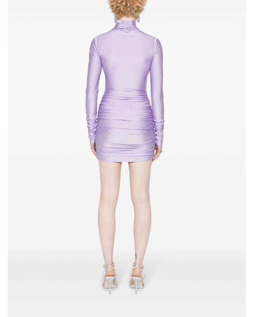 ANDAMANE Purple Oleandra Ruched Mini Dress