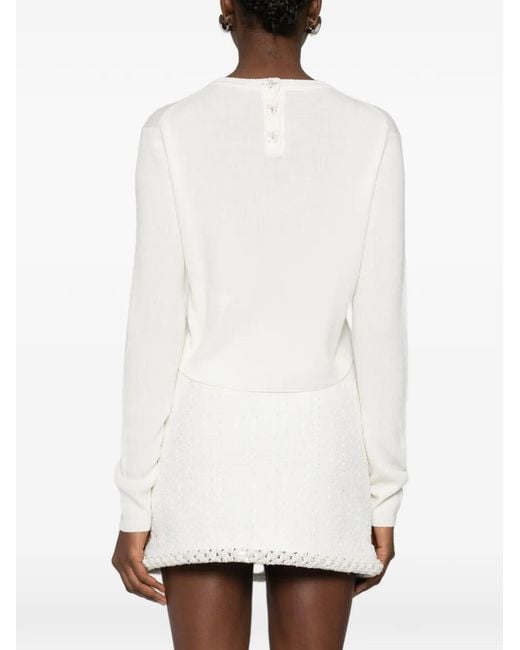 Maje White Jumper With Jewelled Buttons