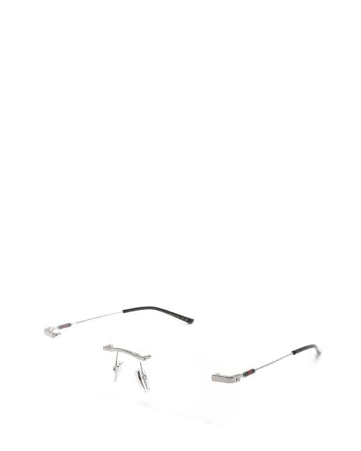 Gucci White Oval-Frame Glasses