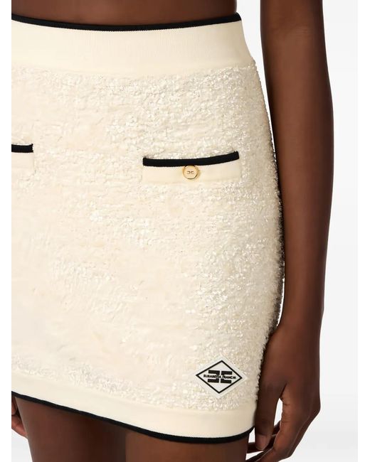 Elisabetta Franchi Natural Logo-Detail Mini Skirt